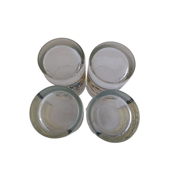 1980's Set of 4 Currier & Ives Winter Scenes Bar Glasses Heavy Bottoms 4.75"x 3" - Picture 5 of 9